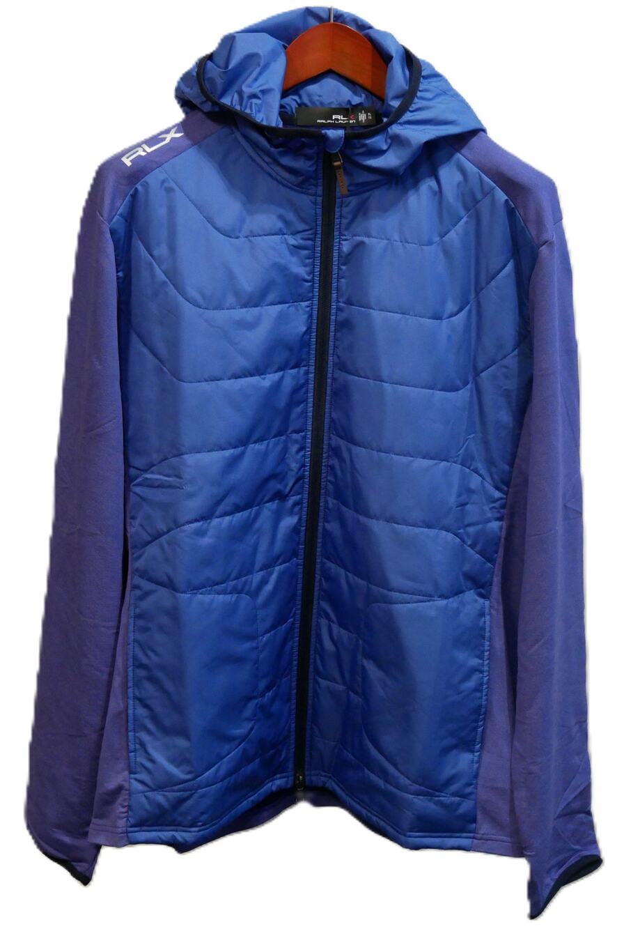 New RLX Ralph Lauren M Blue Wool Zip Hoodie Windbreaker Golf Jacket XL MSRP $268